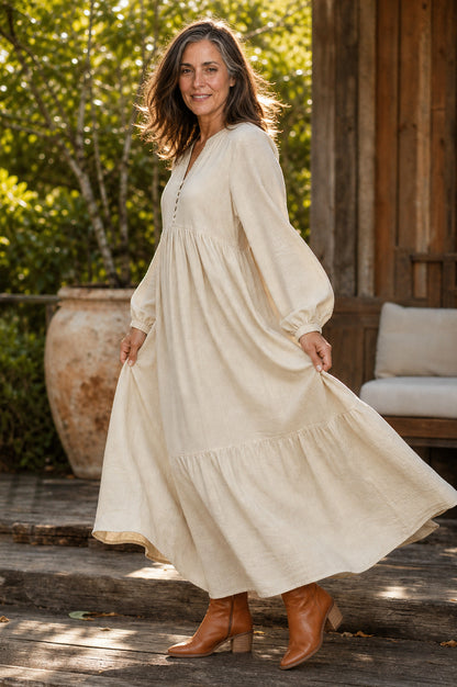 Tiered Long Sleeve Maxi Dress