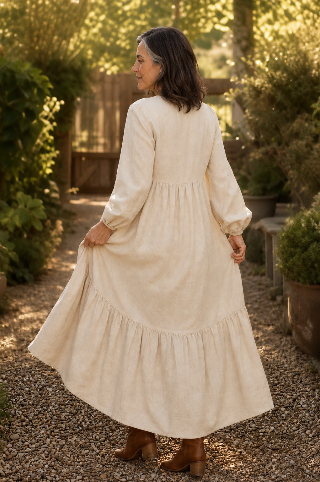 Tiered Long Sleeve Maxi Dress