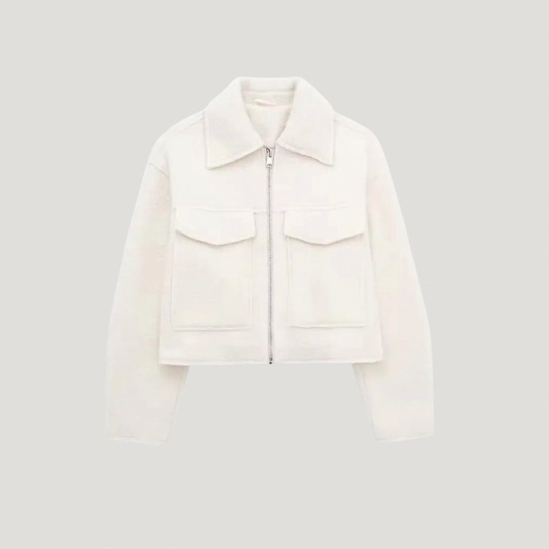 Tweed Collared Zip Cropped Jacket