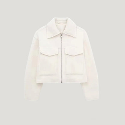 Tweed Collared Zip Cropped Jacket