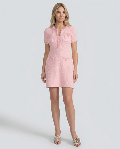 Tweed Fringe Shift Mini Dress