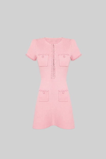 Tweed Fringe Shift Mini Dress