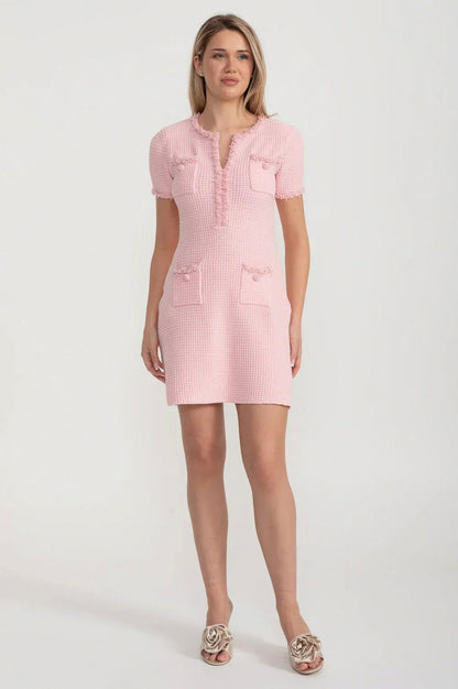 Tweed Fringe Shift Mini Dress