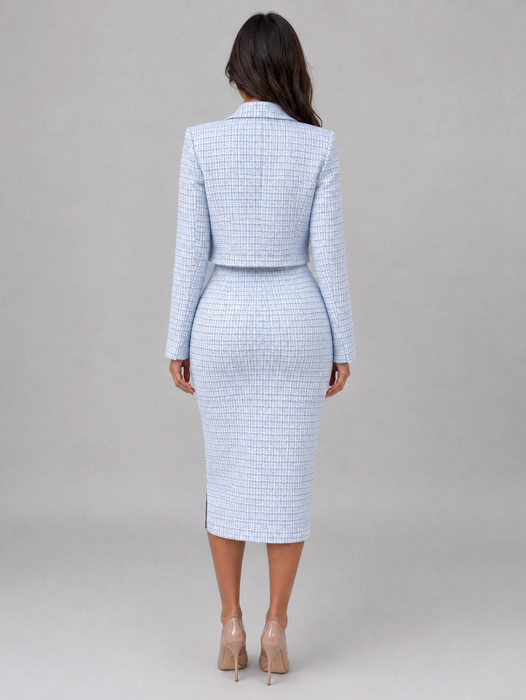 Tweed Cropped Jacket and Midi Dress Set