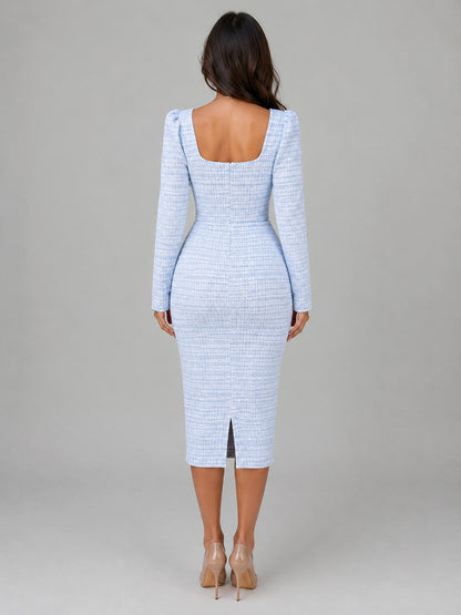 Tweed Cropped Jacket and Midi Dress Set