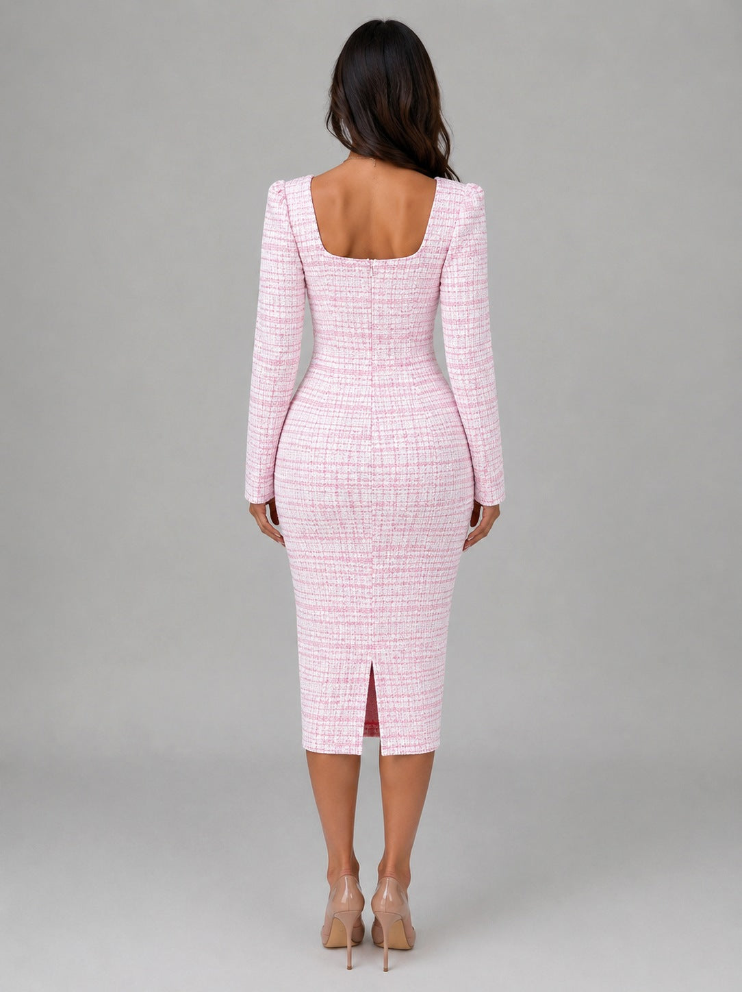 Tweed Cropped Jacket and Midi Dress Set