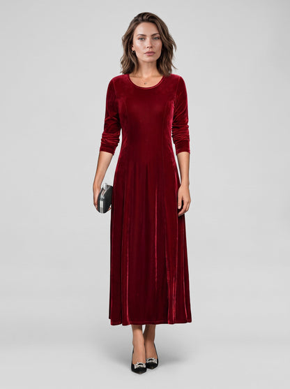Velvet A-Line Modest Maxi Dress
