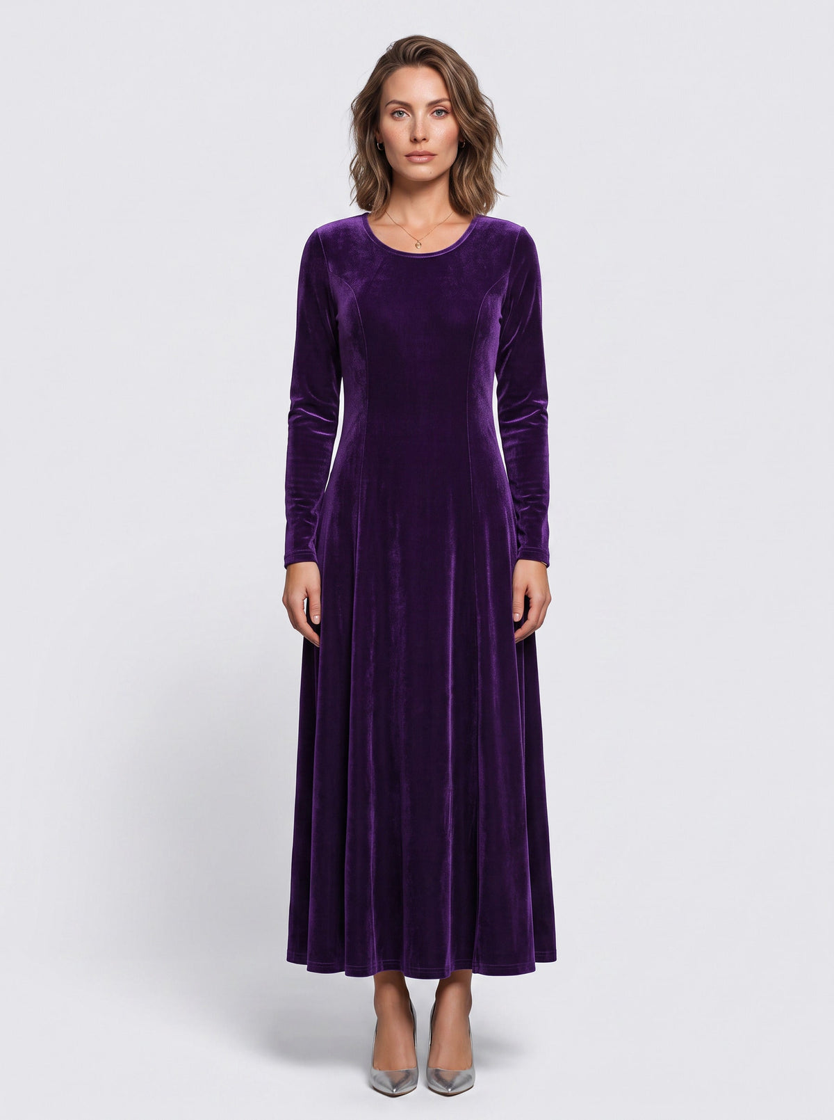 Velvet A-Line Modest Maxi Dress