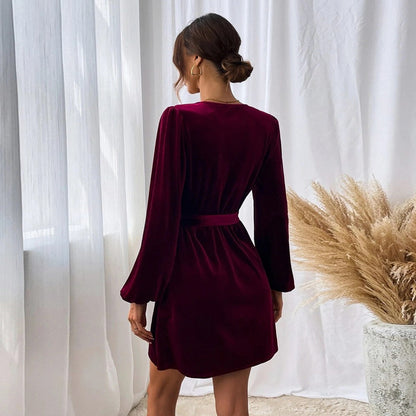 Velvet Button Front Mini Dress