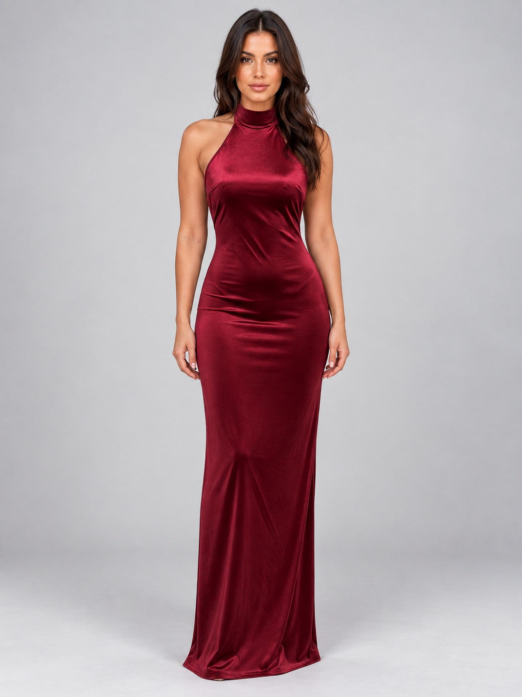 Velvet Halter Maxi Dress