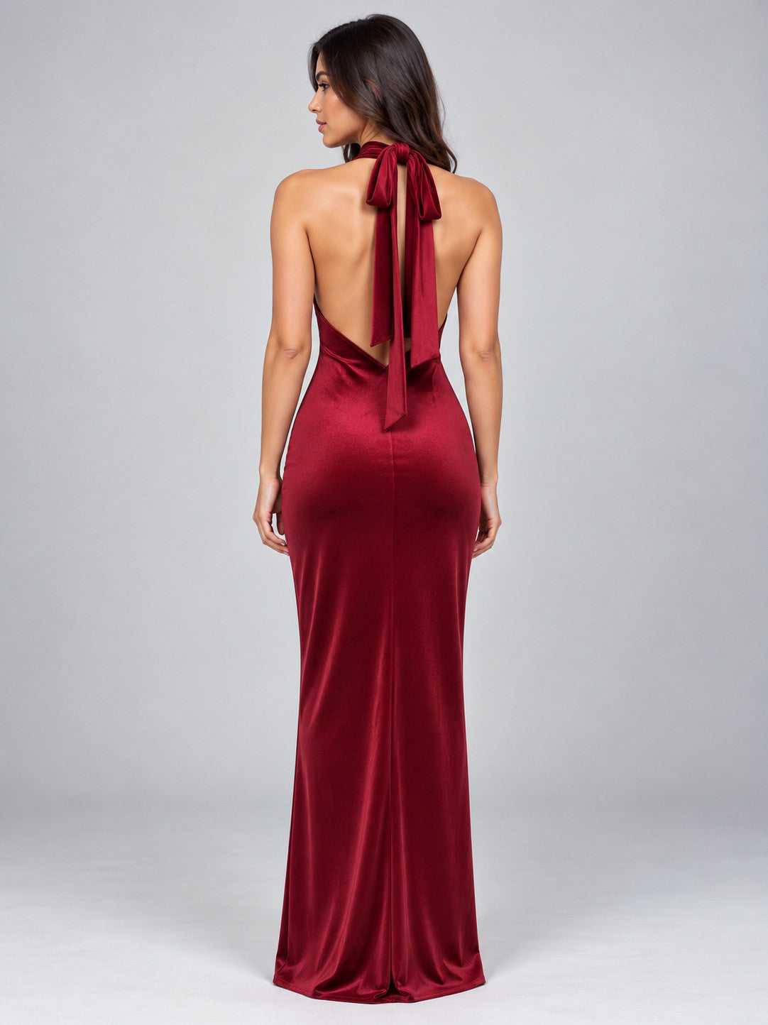 Velvet Halter Maxi Dress