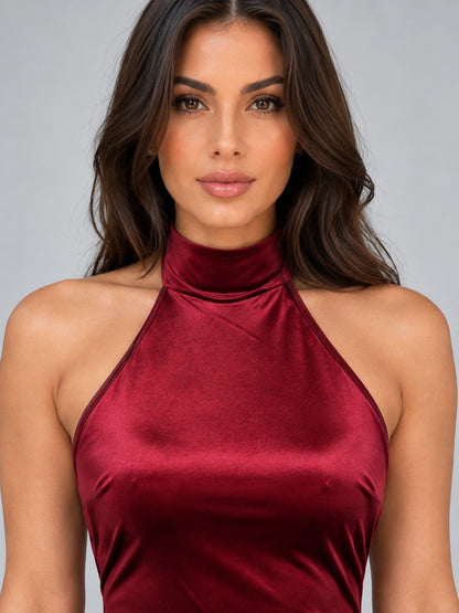 Velvet Halter Maxi Dress