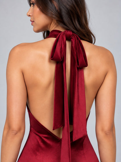 Velvet Halter Maxi Dress