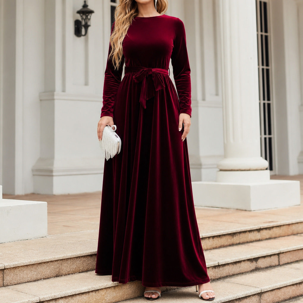 Velvet Long Sleeve Maxi Dress