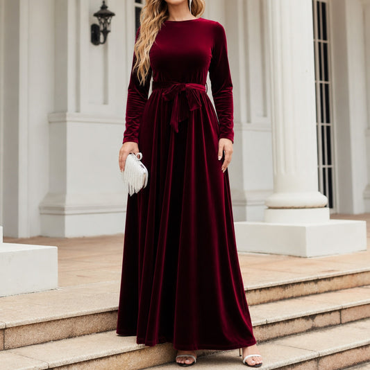 Velvet Long Sleeve Maxi Dress