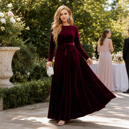 Velvet Long Sleeve Maxi Dress