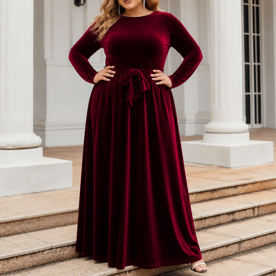 Velvet Long Sleeve Maxi Dress