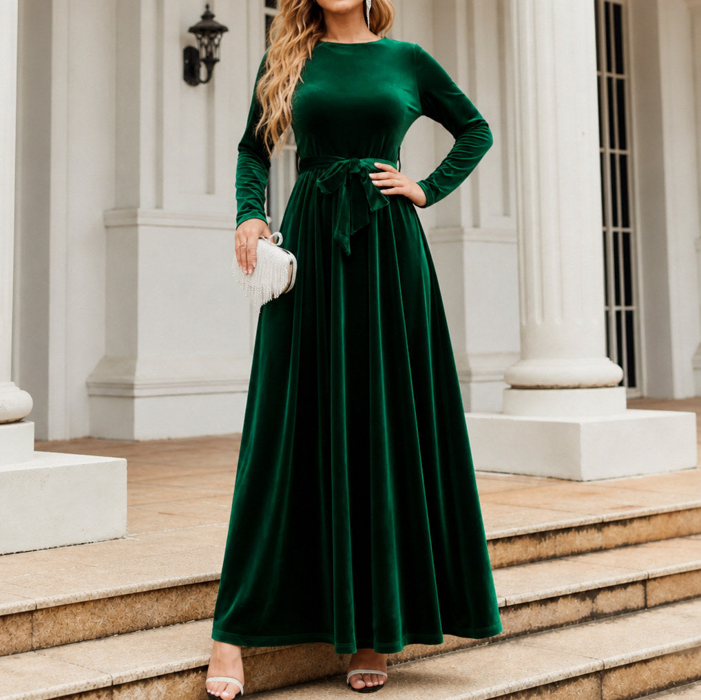 Velvet Long Sleeve Maxi Dress