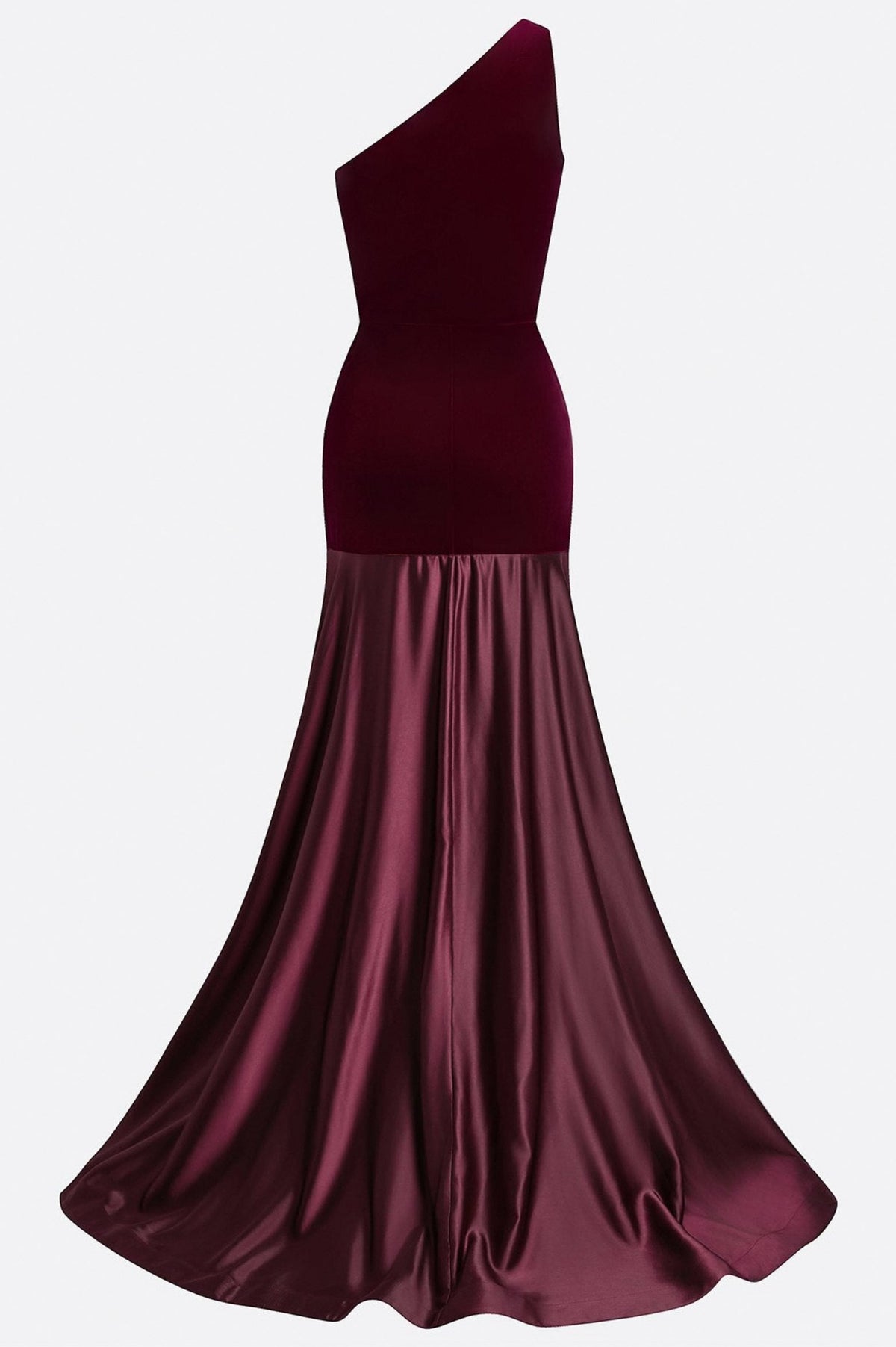 Velvet One Shoulder Drop Waist Maxi Dress