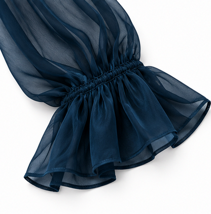 Velvet Ruffle Long Sleeve Blouse