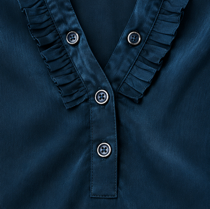 Velvet Ruffle Long Sleeve Blouse