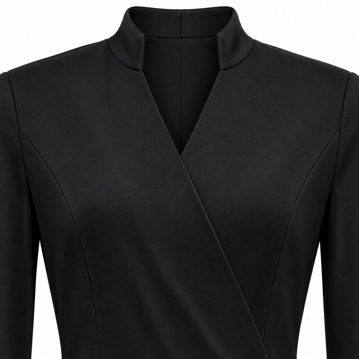 Wrap Notch Collar Midi Dress