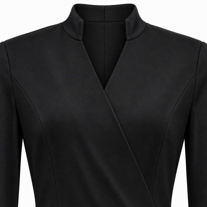 Wrap Notch Collar Midi Dress
